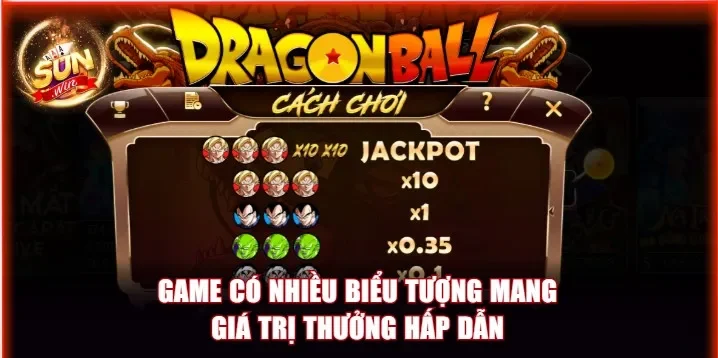 Dragonball Sunwin - Săn Hũ Khủng Hấp Dẫn, Quay Là Cuốn 3 Các biểu tượng trong game mang giá trị thưởng lớn
